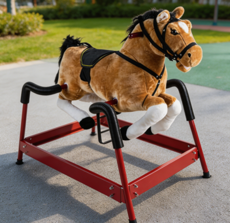 Brown Plush Spring Rocking Horse with Sounds