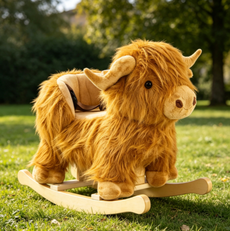 Wooden Cow Plush Rocking Horse